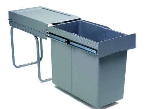 Pull-out waste bin, 30 ltr, full extension runners, grey